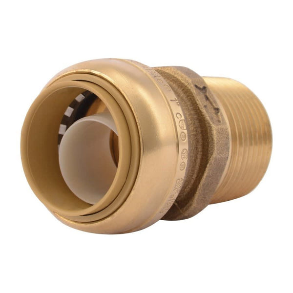 Adapter, 1 in, Push x MNPT, Brass