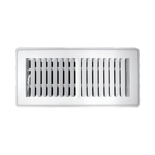 Floor Supply Register, 6 x 14 in, Multi Shutter Damper, Steel, White