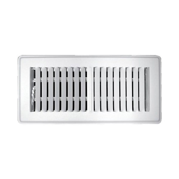 Floor Supply Register, 6 x 14 in, Multi Shutter Damper, Steel, White