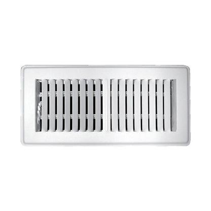 Floor Supply Register, 14 x 4 in, Multi Shutter Damper, Steel, White