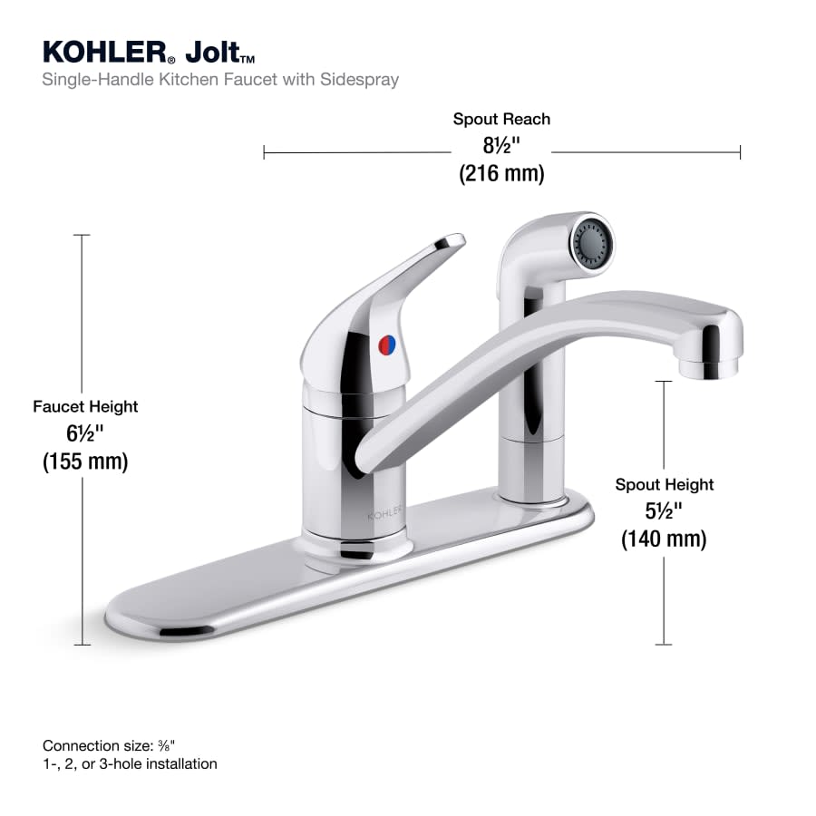 Jolt 1.5 GPM Widespread Kitchen Faucet - Includes Side Spray Escutcheon