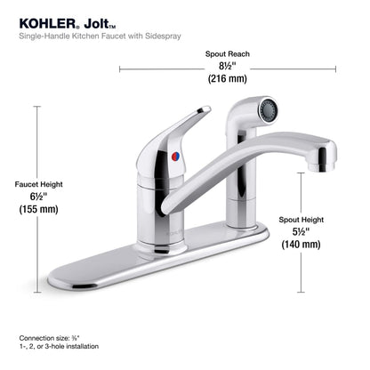 Jolt 1.5 GPM Widespread Kitchen Faucet - Includes Side Spray Escutcheon