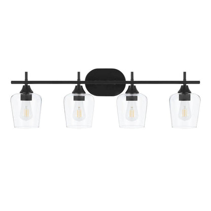 Pavlen 33 in. 4-Lights Black Vanity Light with Clear Glass Shade