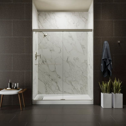 Revel 76â High x 59-5/8" Wide Sliding Shower Door with Crystal Clear Glass, Towel Bar and CleanCoat Technology