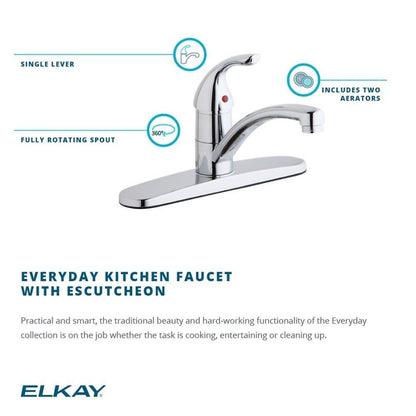 Everyday Kitchen Faucet, Deck Mount, ADA, 1 Lever Handle, 3-Hole, Polished Chrome