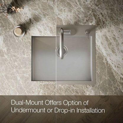 Vault 25" Single Basin Top-Mount/Under-Mount 18-Gauge Stainless Steel Kitchen Sink with SilentShield