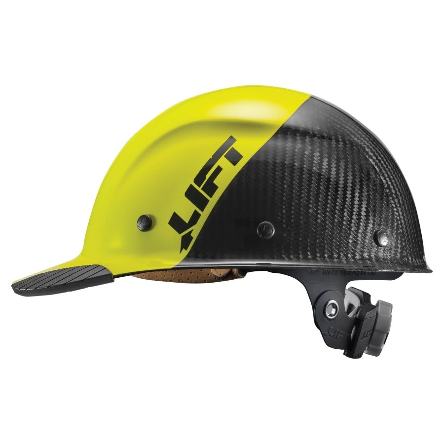 Yellowith Black Full Brim Carbon Fiber Hard Hat