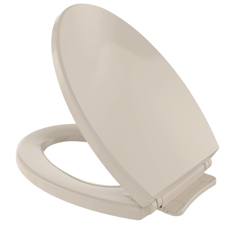 Toilet Seat, Elongated Bowl, Closed Front, With Cover, Plastic, Off-White
