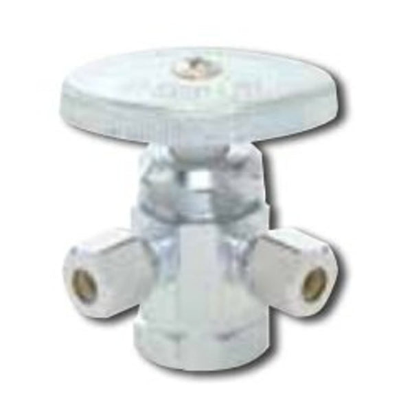 Multi Turn Angle Stop, 1/2 x 3/8 x 3/8 in, FNPT x Comp x Comp, Chrome