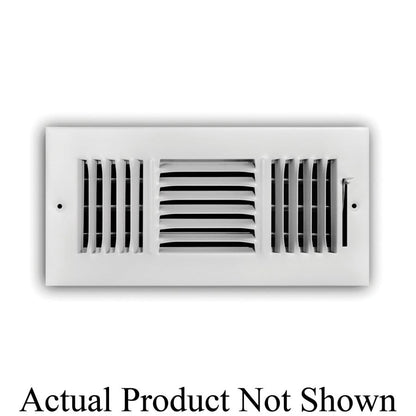 3-Way Down Face Supply Register, 8 x 8 in, 1/2 in Spacing, Multi Shutter Damper, Steel, White