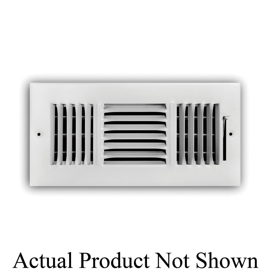 3-Way Down Face Supply Register, 12 x 6 in, 1/2 in Spacing, Multi Shutter Damper, Steel, White