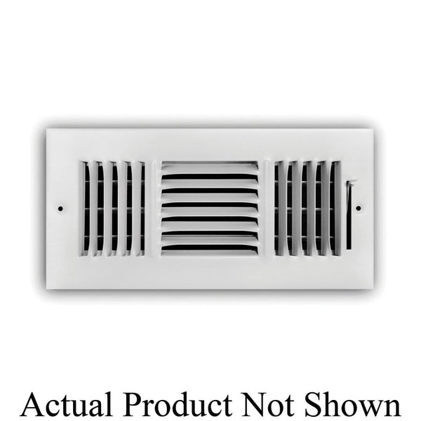 3-Way Down Face Supply Register, 14 x 6 in, 1/2 in Spacing, Multi Shutter Damper, Steel, White