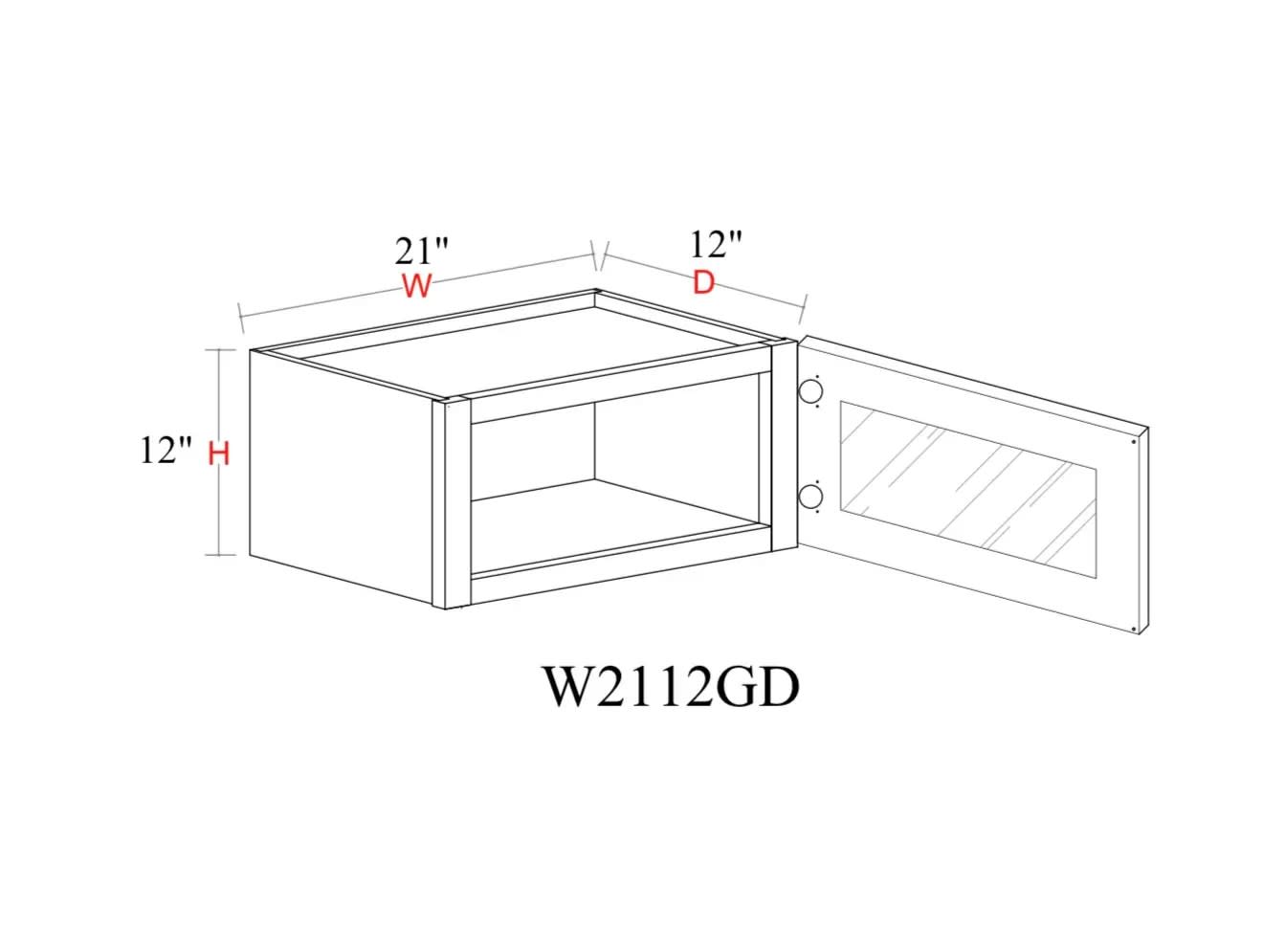 Wall Cabinet - 21"W x 12"H x 12"D Glass Door Only