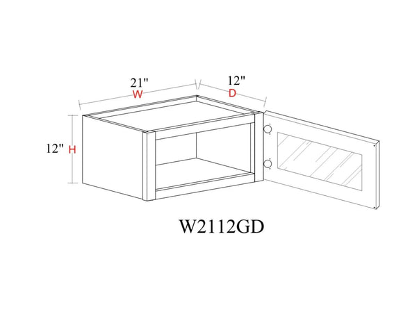 Wall Cabinet - 21"W x 12"H x 12"D Glass Door Only
