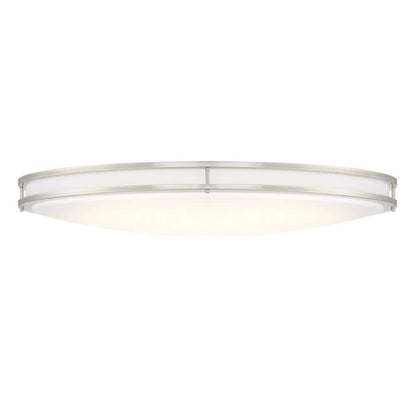 DC Series 32 in. 1-Light Modern Brushed Nickel Selectable Dimmable LED Oval Flush Mount with White Acrylic Shade