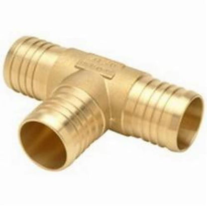 Tee, 1-1/4 x 3/4 in, Crimp PEX, Brass