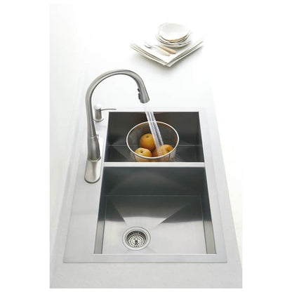 Vault 33" Double Basin Top-Mount/Under-Mount 18-Gauge Stainless Steel Kitchen Sink with SilentShield and Bottom Sink Rack