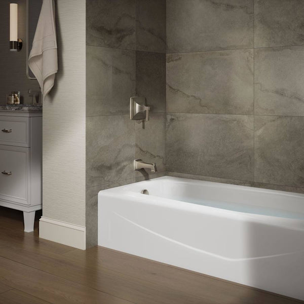 Villager Collection 60" Three Wall Alcove Cast Iron Three Wall Alcove Soaking Bath Tub with Left Hand Drain