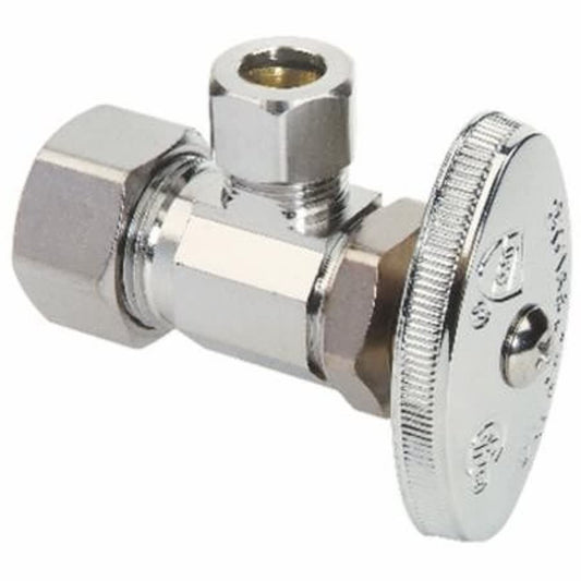 Multi Turn Angle Stop, 5/8 x 3/8 in, Comp, Chrome