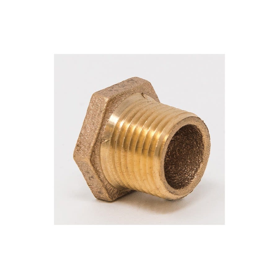 Hex Head Bushing, 2 x 1-1/2 in, MNPT x FNPT, Lead Free Brass, Rough Brass, Domestic