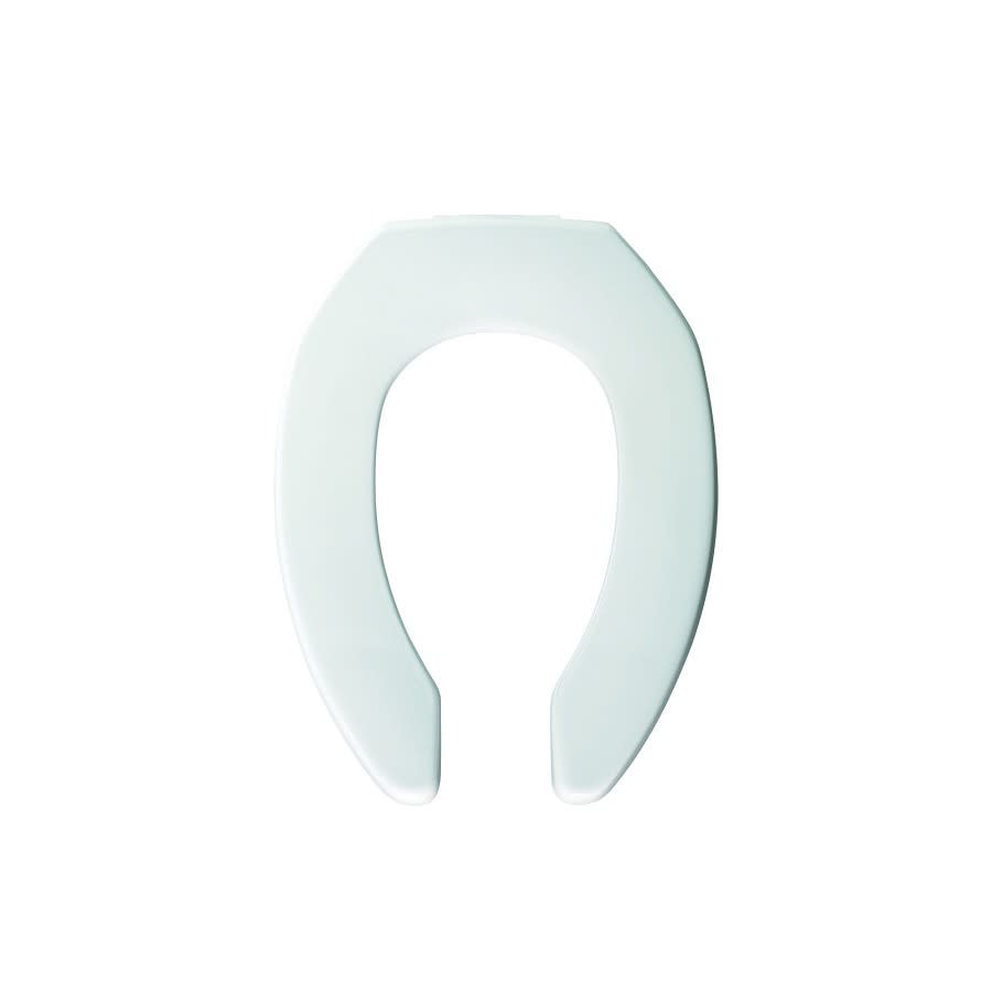 Toilet Seat, Elongated Bowl, Open Front, Less Cover, Plastic, White