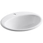 Farmington 19-1/4" Oval Cast Iron Drop In Bathroom Sink with Overflow and Single Faucet Hole