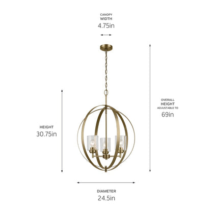 Winslow 3 Light 25" Wide Globe Chandelier