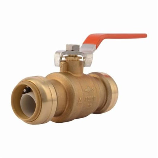 1-Piece Ball Valve, 1 in, Push, Full Port, Plated Brass Ball, Brass