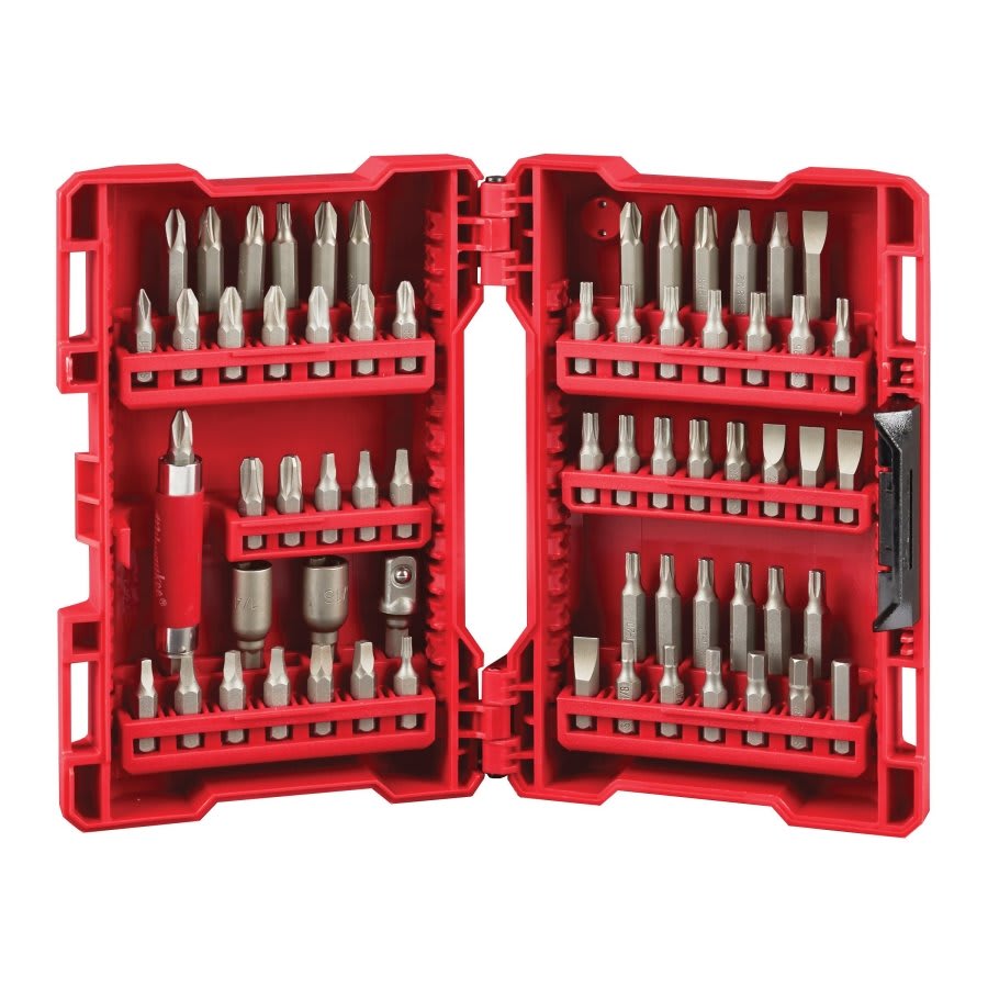 Screwdriving Bit Set, 64 Pieces, 1/4 in Dia Hex Shank, Steel