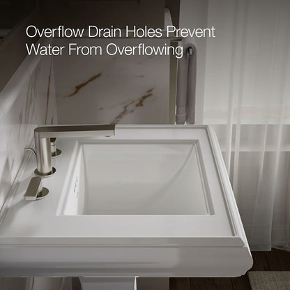 Memoirs Classic 24" Fireclay Pedestal Bathroom Sink with 3 Holes Drilled and Overflow