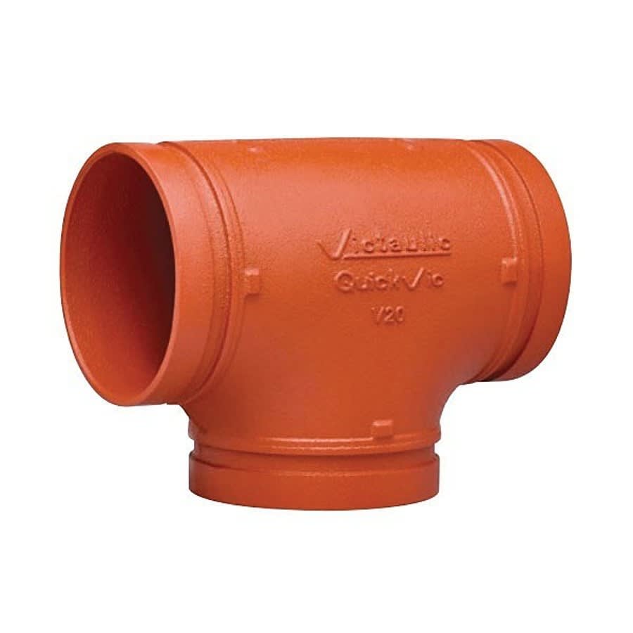 Straight Tee, 8 in, Groove, Ductile Iron, Enamel Painted