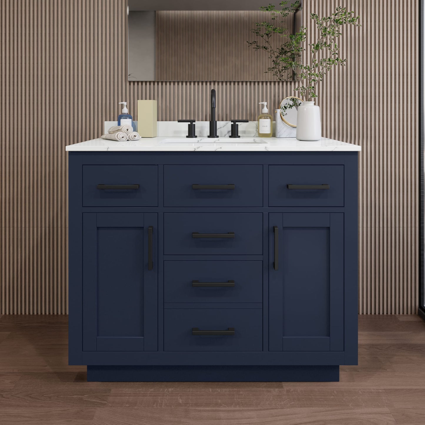 Beckett Single Bathroom Vanity with Toe Kick - 42W x 35H x 22D