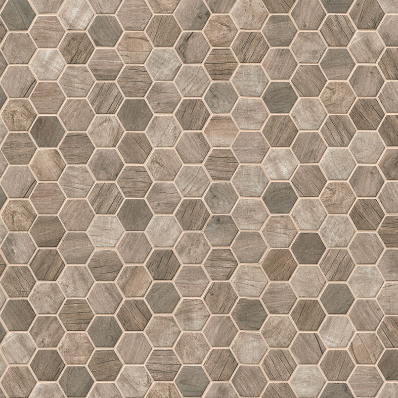 Driftwood Hexagon Mosaic Tile