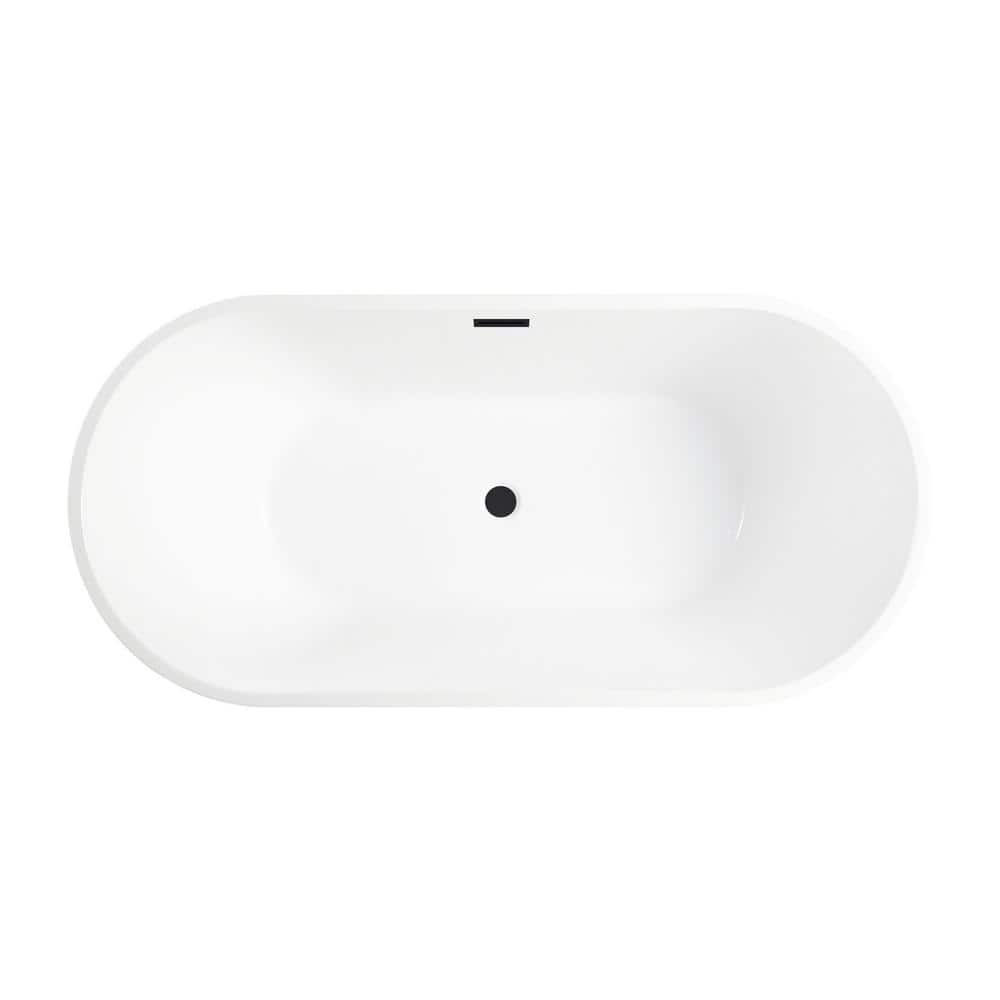 Bordeaux 54 in. Acrylic Flatbottom Freestanding Bathtub in White/Matte Black