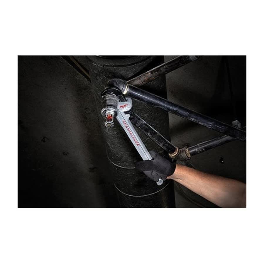 Straight Pipe Wrench With POWERLENGTH™ Handle, 10 in OAL, Serrated Jaw, Aluminum Handle, Silver