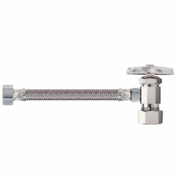Braided Toilet Supply Kit, Brass, Polished Chrome
