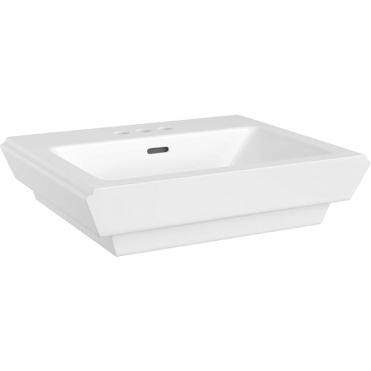 22-7/8" Rectangular Vitreous China Pedestal Bathroom Sink with Overflow and 3 Faucet Holes at 4" Centers