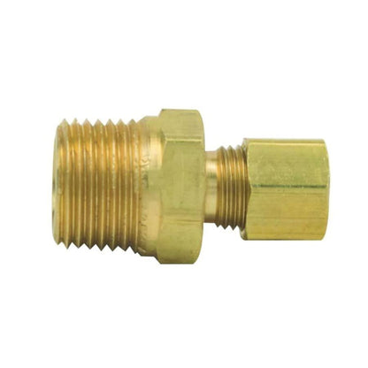 Union, 1/4 x 3/8 in, Comp x MNPT, Brass, Rough Brass, Domestic