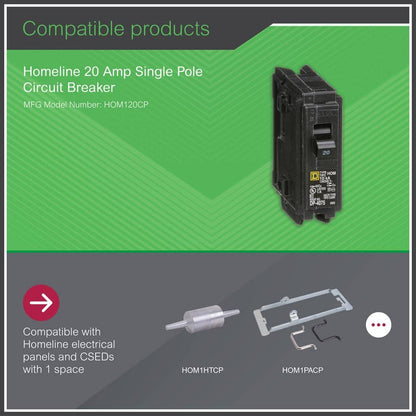 Homeline 20 Amp Single-Pole Circuit Breaker(HOM120CP)