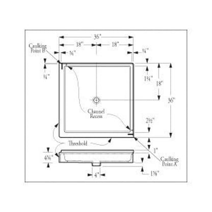 Shower Tray/Base, Fiberglass, White