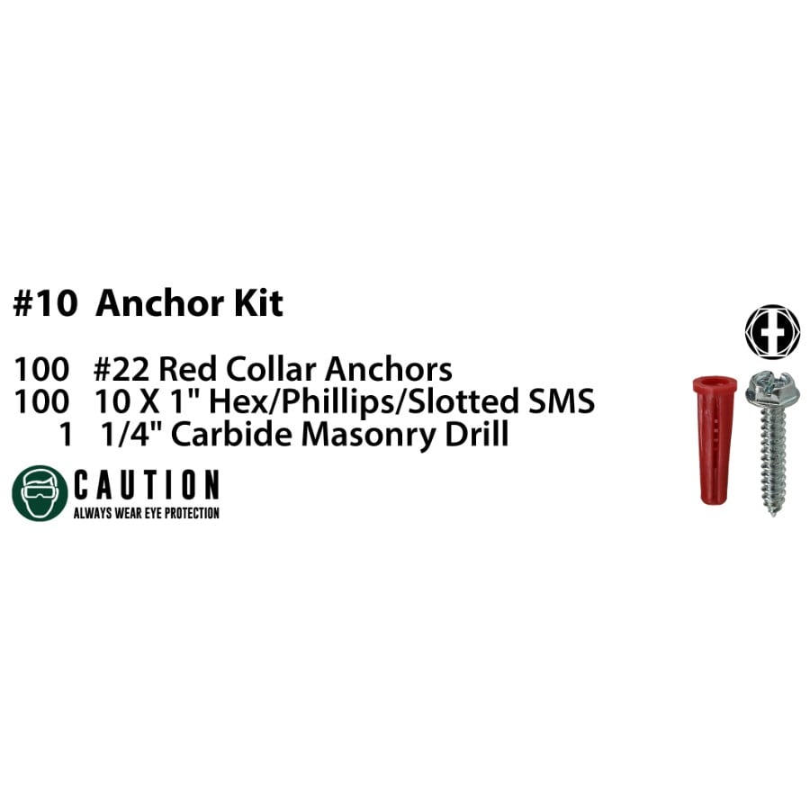 Screw Anchor Kit, #10 , Electrogalvanized