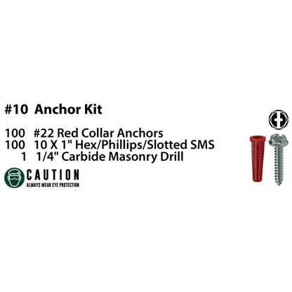Screw Anchor Kit, #10 , Electrogalvanized