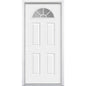 36 in. x 80 in. Premium Fan Lite Right-Hand Inswing Primed Steel Prehung Front Exterior Door with Brickmold
