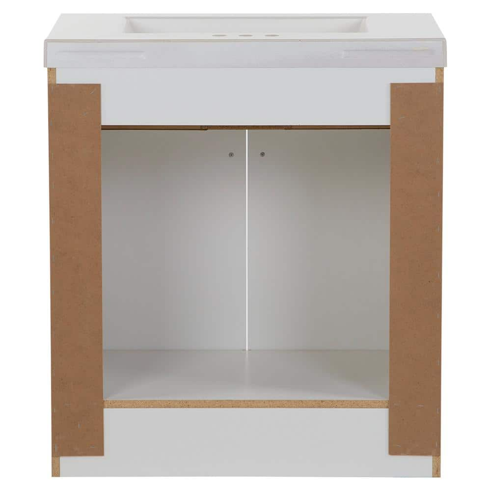 31 in. W x 19 in. D x 34 in. H Single Sink Freestanding Bath Vanity in White with White Cultured Marble Top