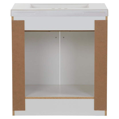 31 in. W x 19 in. D x 34 in. H Single Sink Freestanding Bath Vanity in White with White Cultured Marble Top