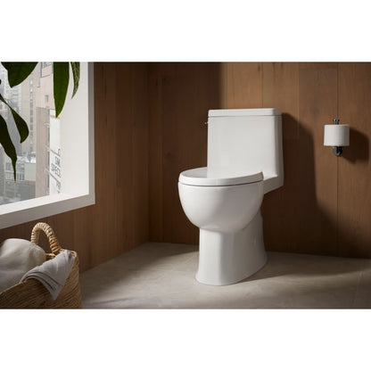 Reach 1.28 GPF One-Piece Compact Elongated Chair Height Toilet with Skirted Trapway and Left Hand Trip Lever - Seat Included