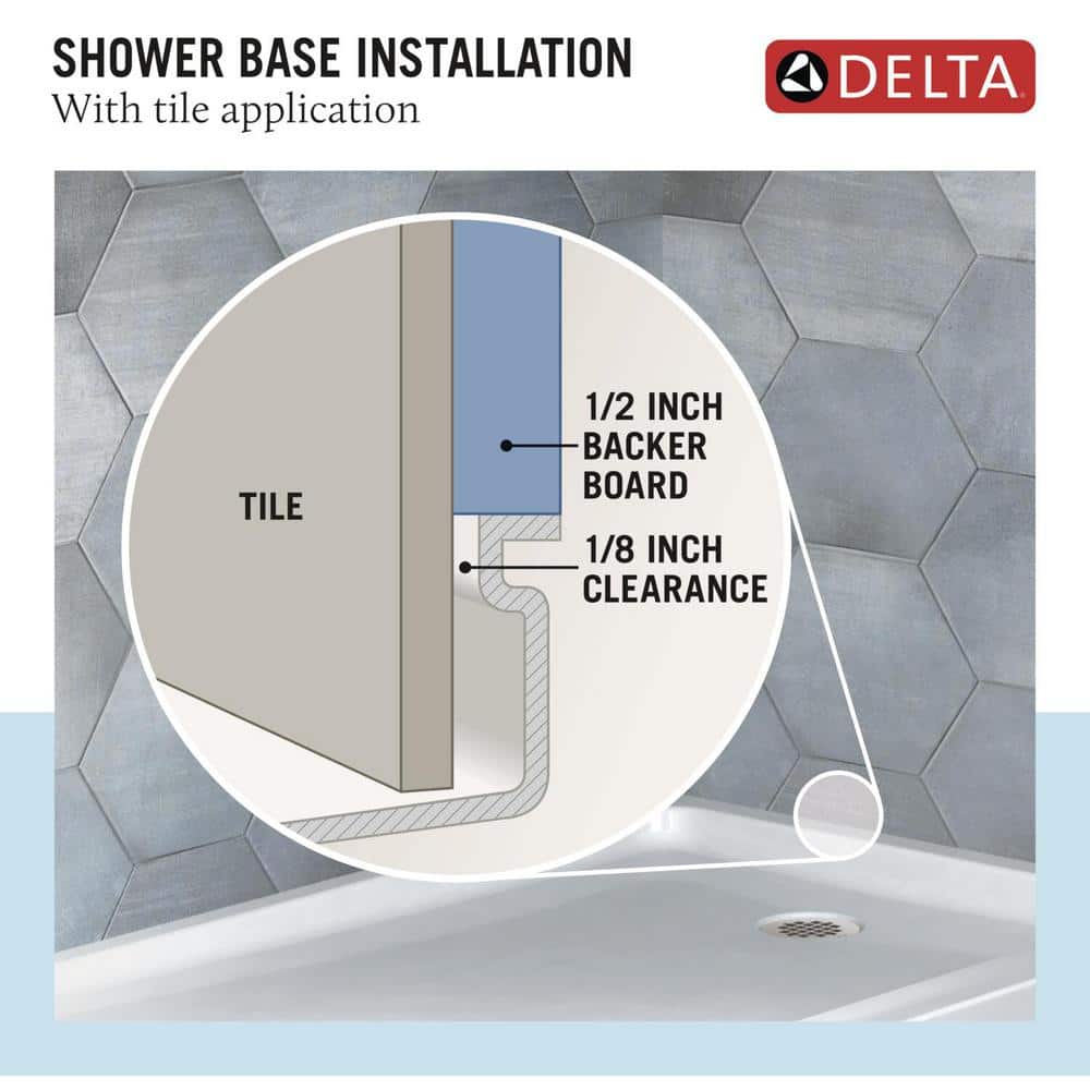 Classic 500 60 in. L x 30 in. W Alcove Shower Pan Base with Center Drain in High Gloss White