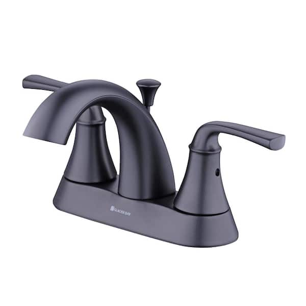 Glacier Bay Vazon 4 in. Centerset 2-Handle High-Arc Bathroom Faucet in Matte Black HD67248W-6010H