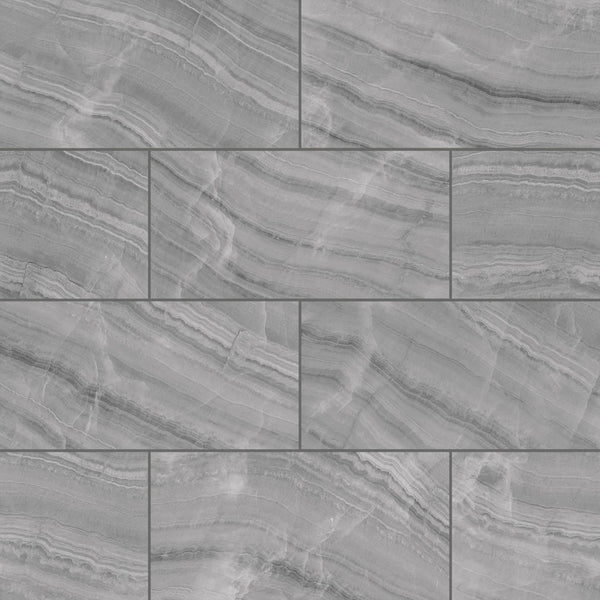 Gemma 12" x 24" Honed Porcelain Field Tile in Grey Onyx