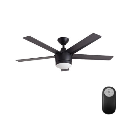 Merwry 52 in. Integrated LED Indoor Matte Black Ceiling Fan with Light Kit and Remote Control